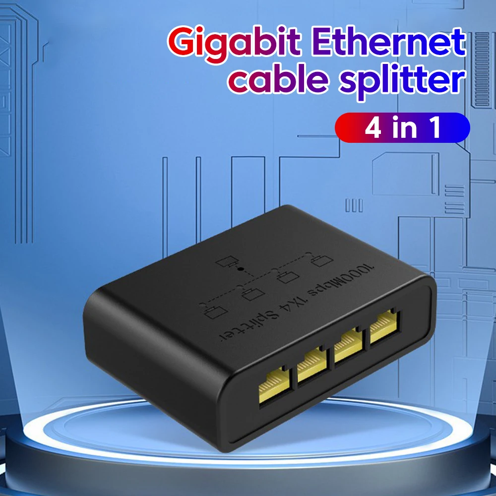 

4 in 1 Network Switch 10/100/1000Mbps Ethernet RJ45 Port Wire Network Signal Transmission Switch For Computer Router Internet TV