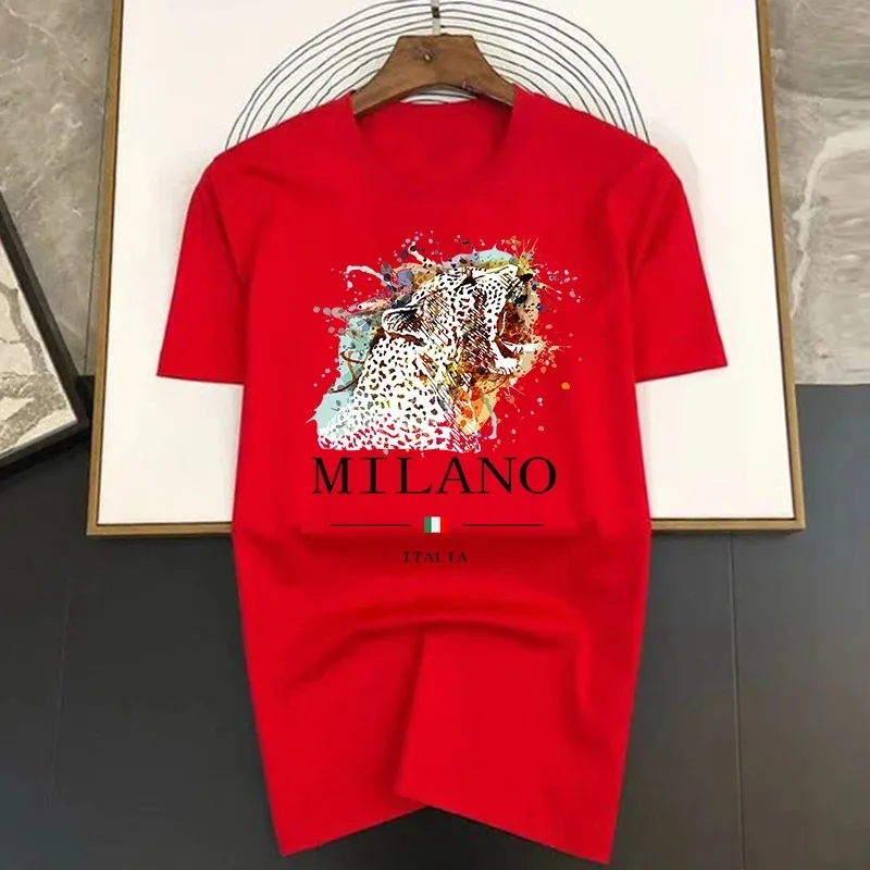 Brand Summer Milano Letters Print Y2k T-shirt Short Sleeved Luxury Tees Clothing Loose Pure Cotton Soft Tops Asian Size S-4XL