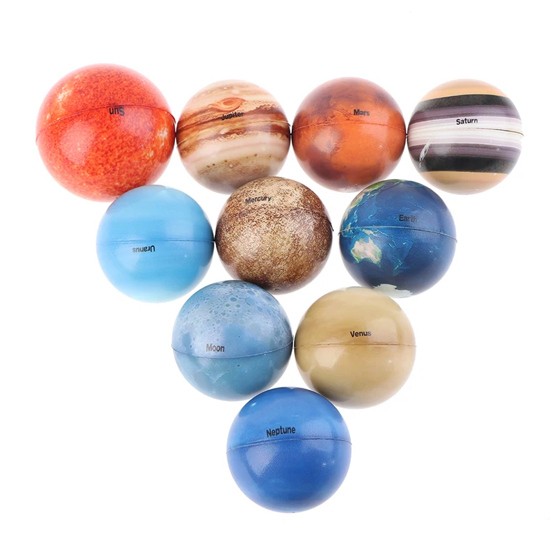 Earth Globe Ball Eight Planets Moon Star Ball Color Printing Rubber Bouncy Sponge Elastic Squishy Toy Gift