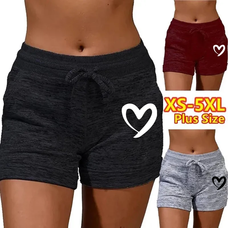 

High Waist Yoga Pant Casual Lightweight Drawstring Stretch Shorts Summer Outdoor Beach Shorts for Ladies