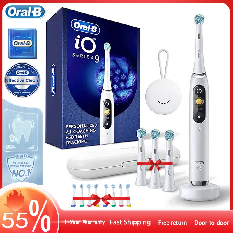 Oral B iO9 Plus AI Smart Electric Toothbrush Bluetooth  APP Visible 3D Analog Teeth Magnetic Charger Pressure Sensor Toothbrush