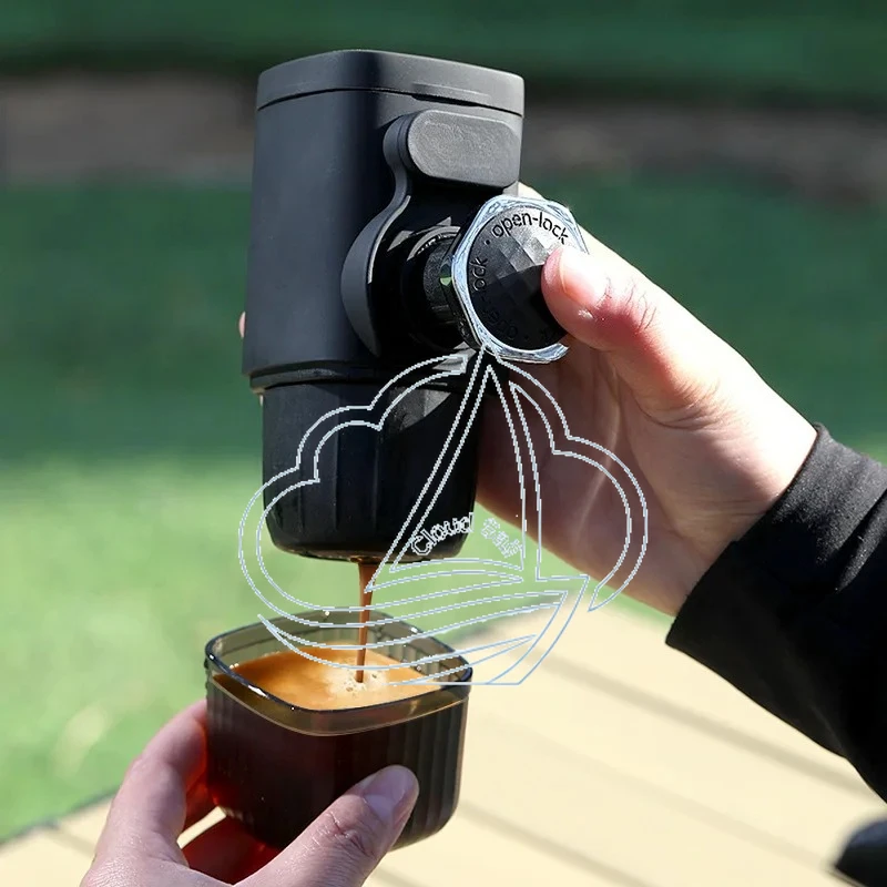 Portable Hand Press Espresso Machine - Compact  Style for Home Travel Outdoor Use (Capsule & Coffee Powder Compatible)