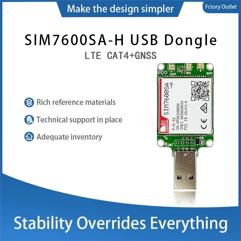 In stock SIM7600SA-H USB Dongle Modem with Antenna SIMCOM 4G LTE Cat4 Module Supports GNSS Modem for Australia/South America