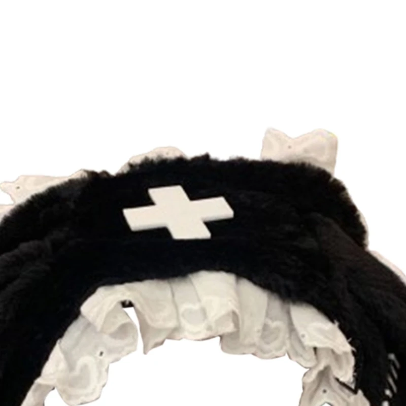 Gadis Simpai Rambut Manis Mengambil Foto Ikat Rambut Telinga Kelinci Dekorasi Rambut Renda Berlipat