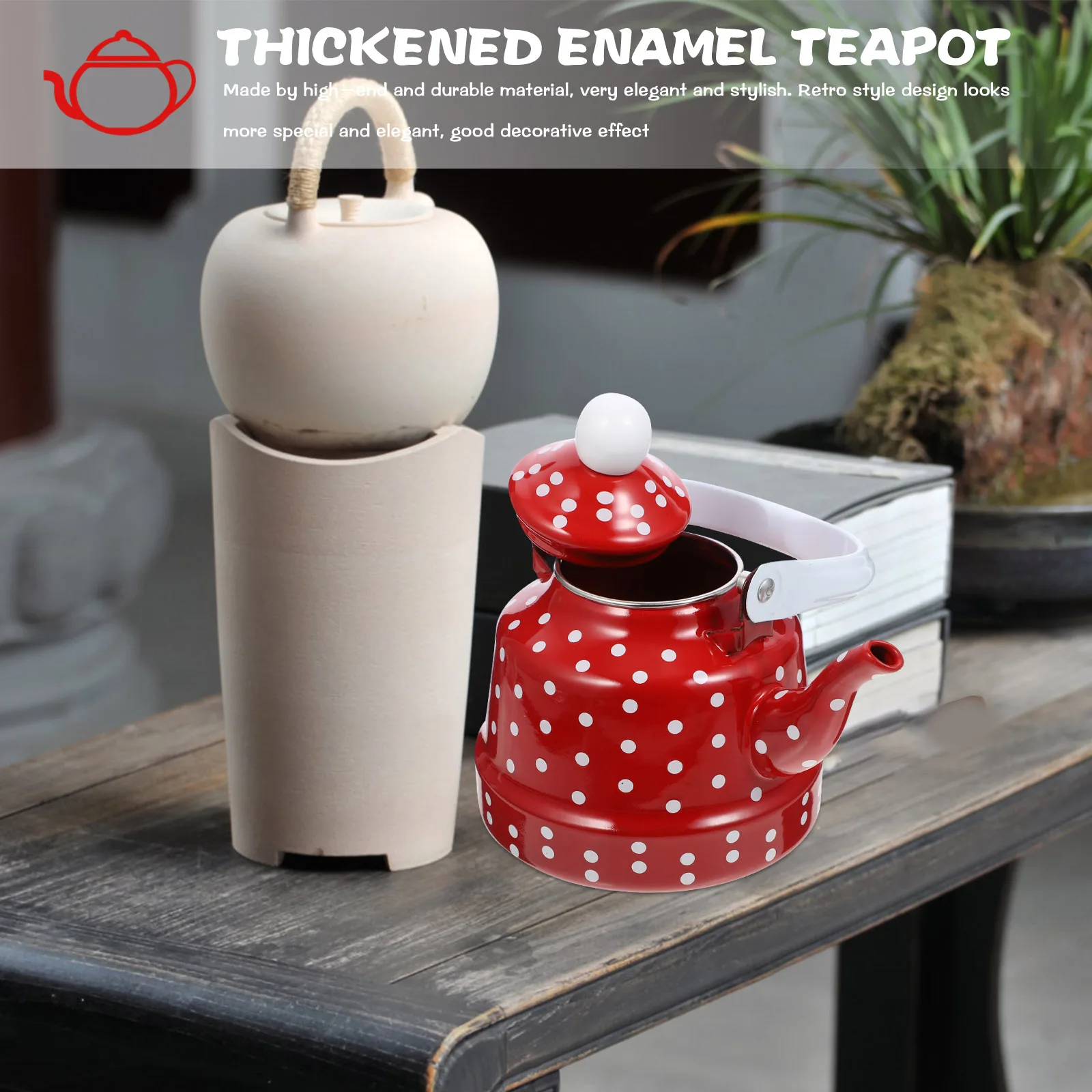 

1Pcs Thickened Enameled Tea Pot Premium Texture Efficient Heat Conduction Kitchen Teakettle Stainless Steel Filter Home Use