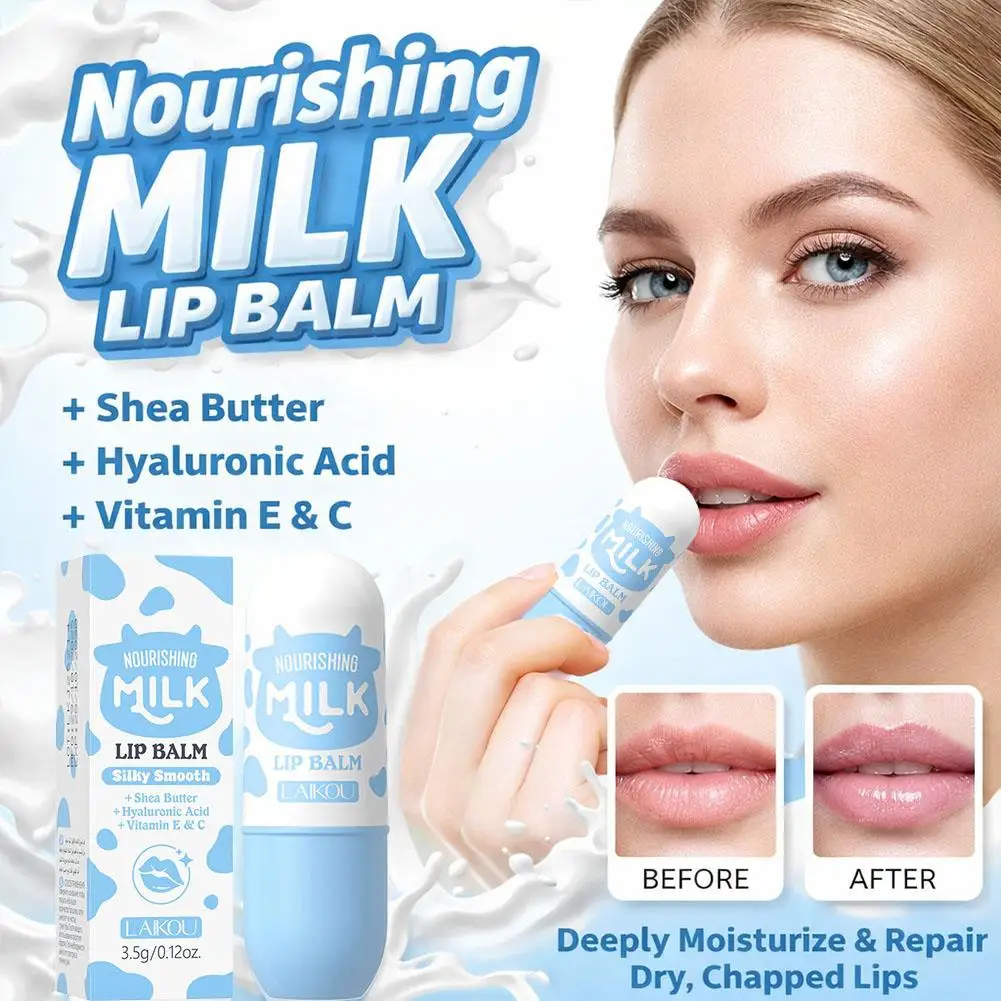Milk Nourishing Lip Balm Moisturizing Lip Care Cream Reduce Lip Lines Anti Dry Crack Long Lasting Hydration For Plump Smooth Lip