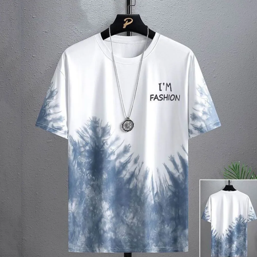 Men T-shirt Short-sleeved O-Neck Summer Solid Color T Shirts Ice shreds Quick Drying Loose and comfortable Breathable Clothing