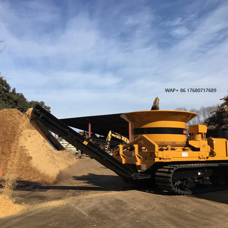 Large Movable Multi Blades Sawdust Branch Root Straw Tree Stump Wood Crusher Shredder Machine Grinder