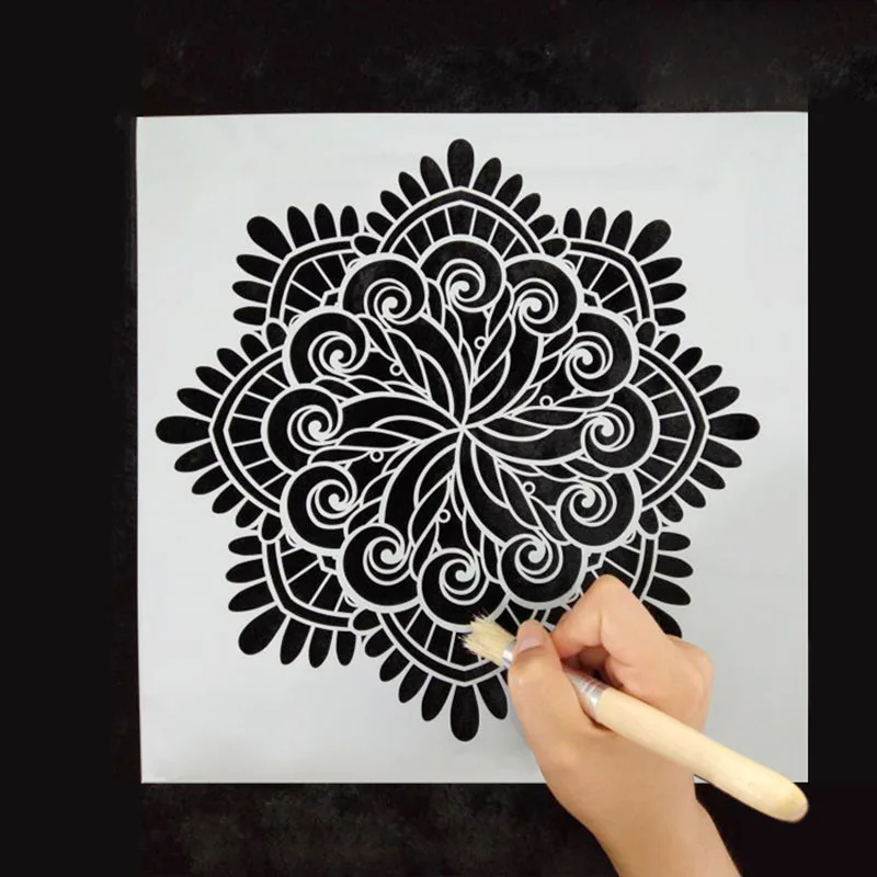 5pcs 30*30cm Reusable Mandala Stencils Set for Painting on Wood Canvas Paper Fabric Walls Furniture Paint Template DIY Craft