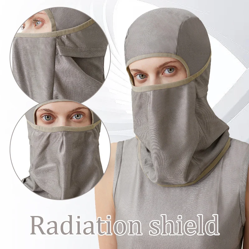 Electromagnetic Radiation Protection Face Mask Full Silver Fiber Head Hood Mobile Phone Computer EMF Shielding Head Hood Hat