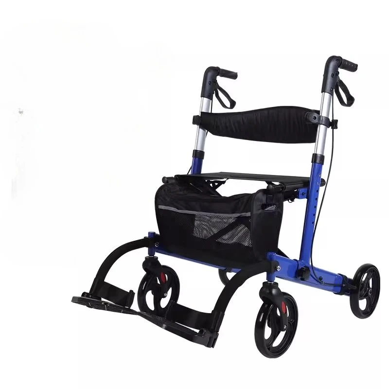 Customizable Upgraded Aluminum Portable Rollator Walkers for Seniors Foldable Walker with Seat &Adjustable Height Mobility