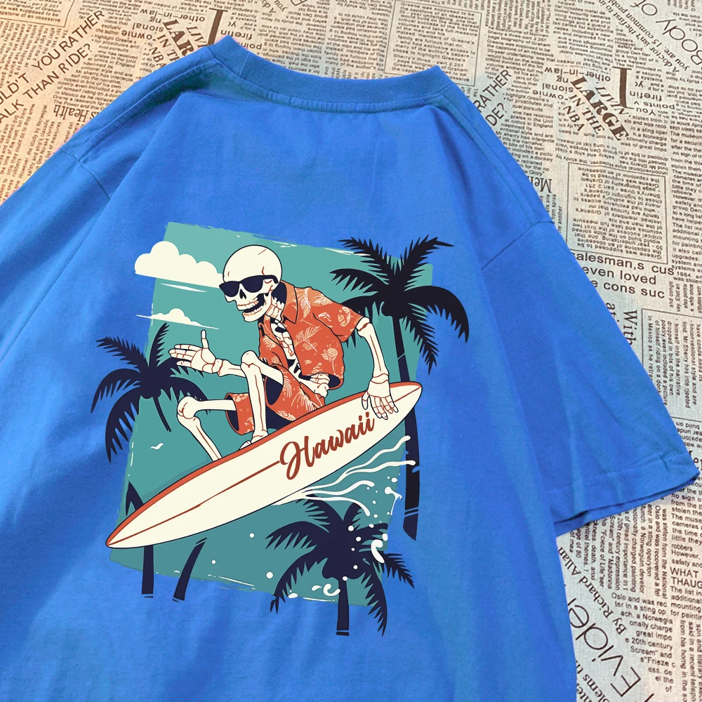 Hawaii Surf Funny Pattern Printing T-Shirts Male Casual Soft Clothes Fashion Cool Tee Clothing Street Summer Short Sleeves Men