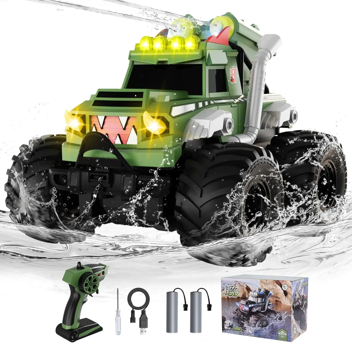 

Waterproof RC Monster Truck, 1:18 Amphibious 4WD Off-Road Toy for Boys Girls Ages 6-12, Christmas Birthday Gift