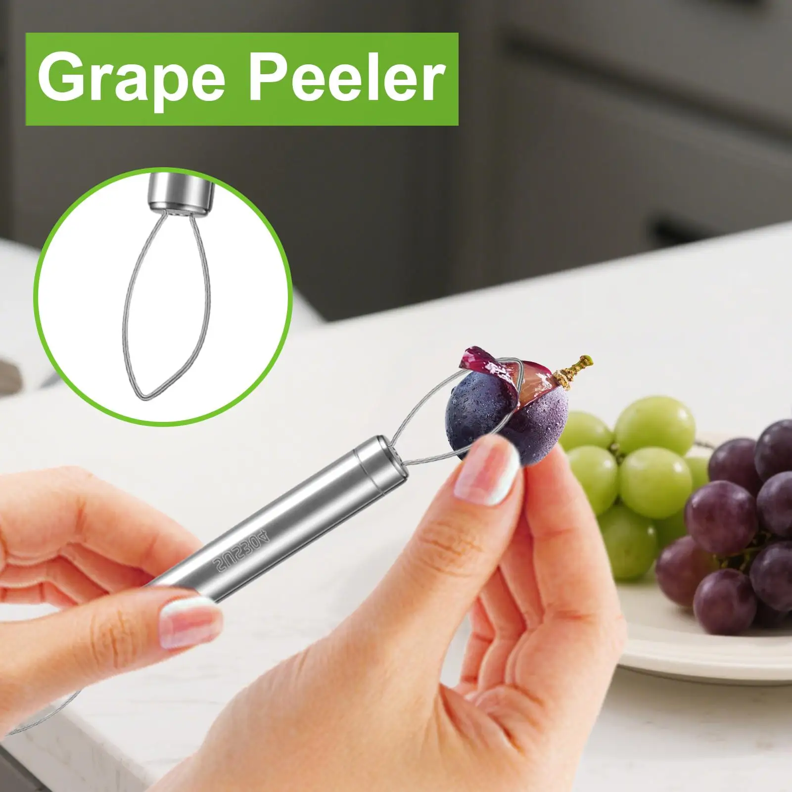 Grape Cutter Stainless Steel Grape Skin Peeler Portable Kitchen Gadget Double-Headed Fruit Peeling Tool For Deseeding Prep Daily