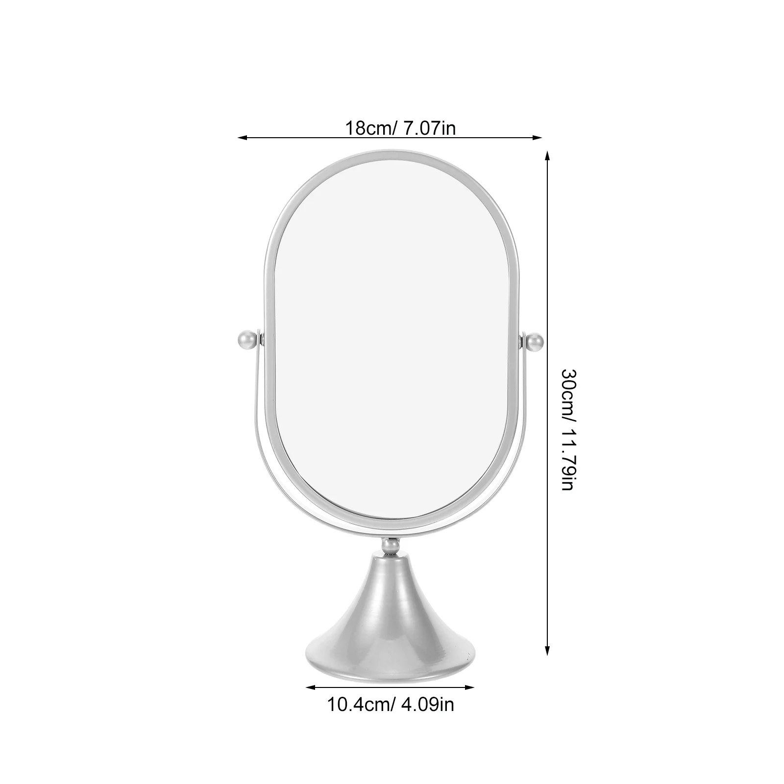 Miroir de maquillage de bureau rétro ovale sur pied, décor de Table de vanité, Construction en fer argenté pour coiffeuse, bureau décoratif