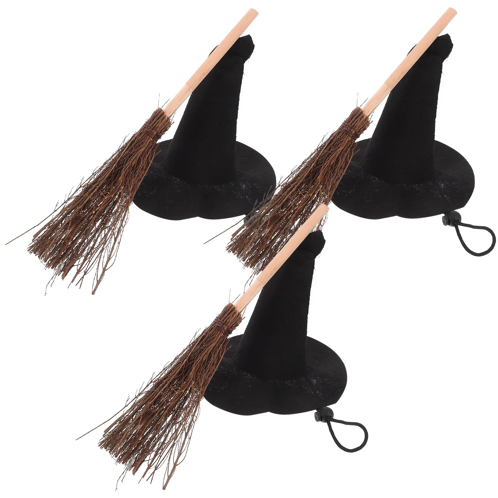 

3Set Hats and Brooms Halloween Decorations DIY Party Supplies for Costume Accessories Craft Projects Holiday Decor