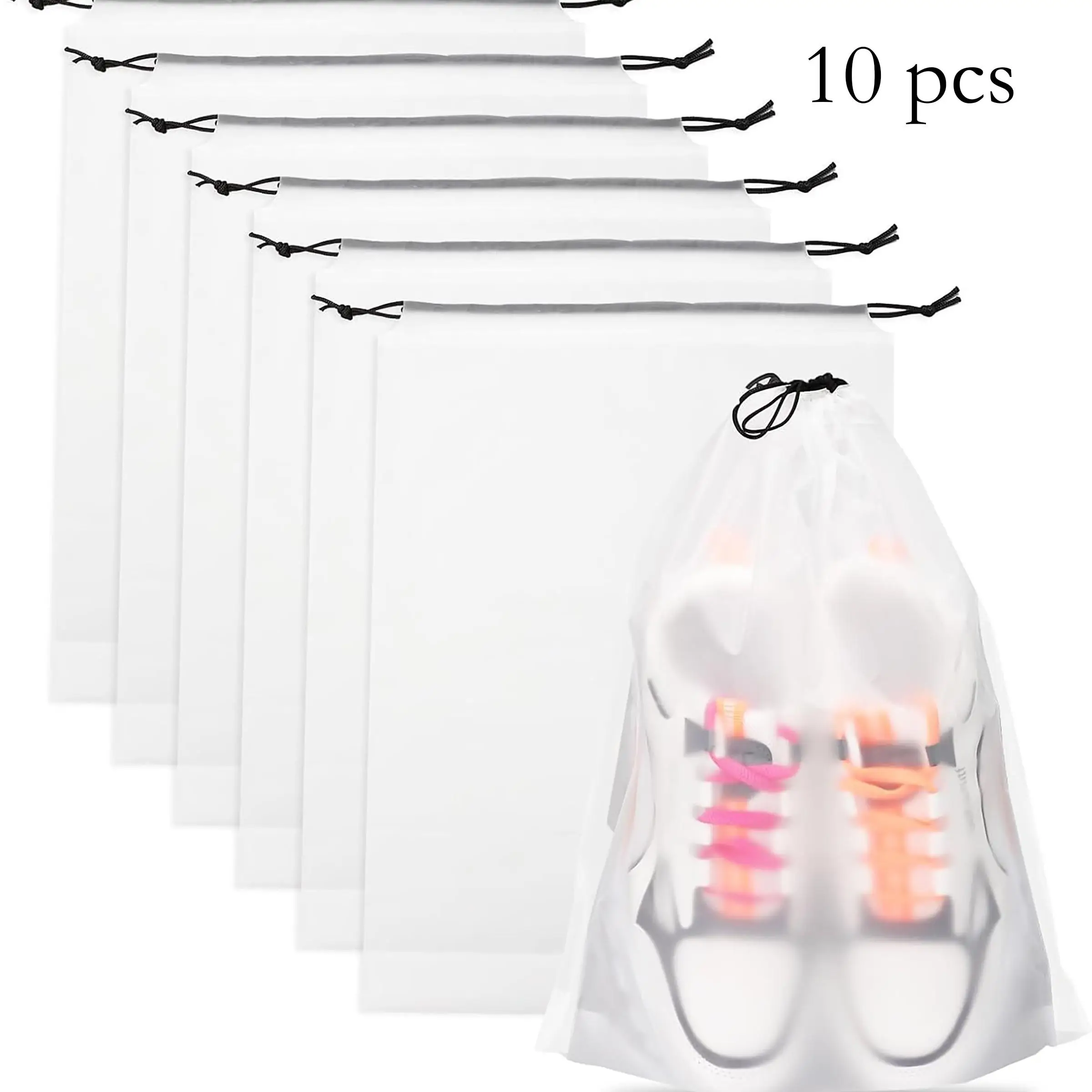 10 Pack Shoe Bags for Travel – Transparent, Waterproof, Portable Shoe Storage for Packing (15.7" x 11.8") – Travel Essentials