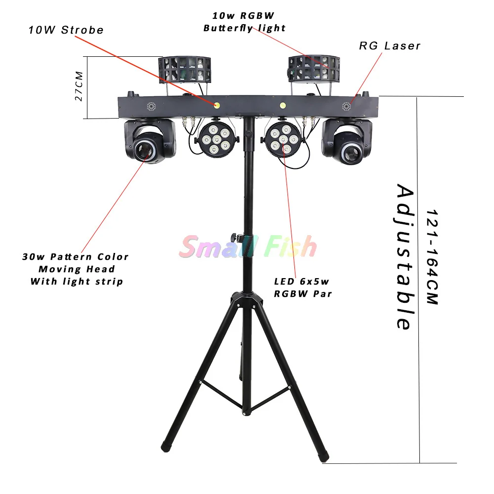 Imagem -05 - Moving Head Laser Strobe Butterfly Effect Grupo Par Bar com Stand Carry Bolsa Iluminação de Palco para Club Party dj 5in 1