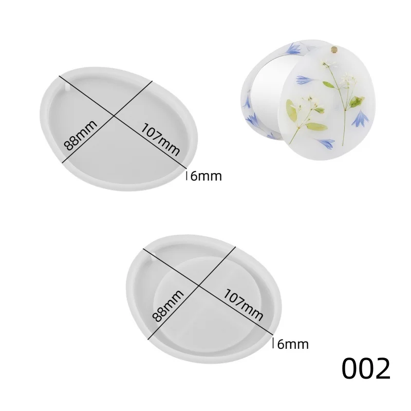 DIY Makeup Mirror Silicone Mold Elliptical Circular Rotating Jewelry Pendant Ornament Crystal Resin Epoxy Mold Jewelry Handmade