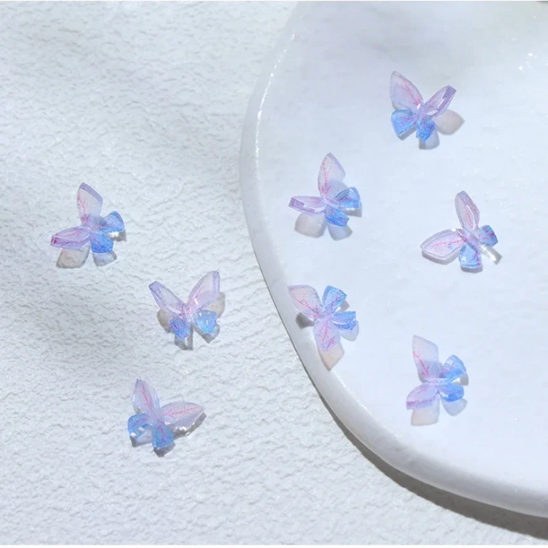 5Pcs Trend Gradient Pink Purple Resin Butterfly Pendant Charms for Earring Bracelet Making DIY Jewelry Accessory Finding