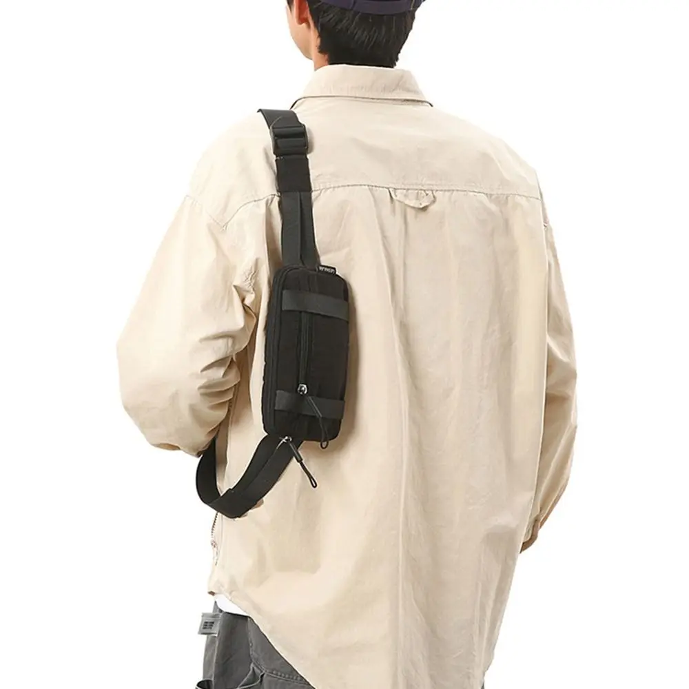 

Nylon Men's Chest Bag Multifunctional Korean Style Sports Fanny Pack Large Capacity Adjustable Shoulder Crossbody Phone Pouch