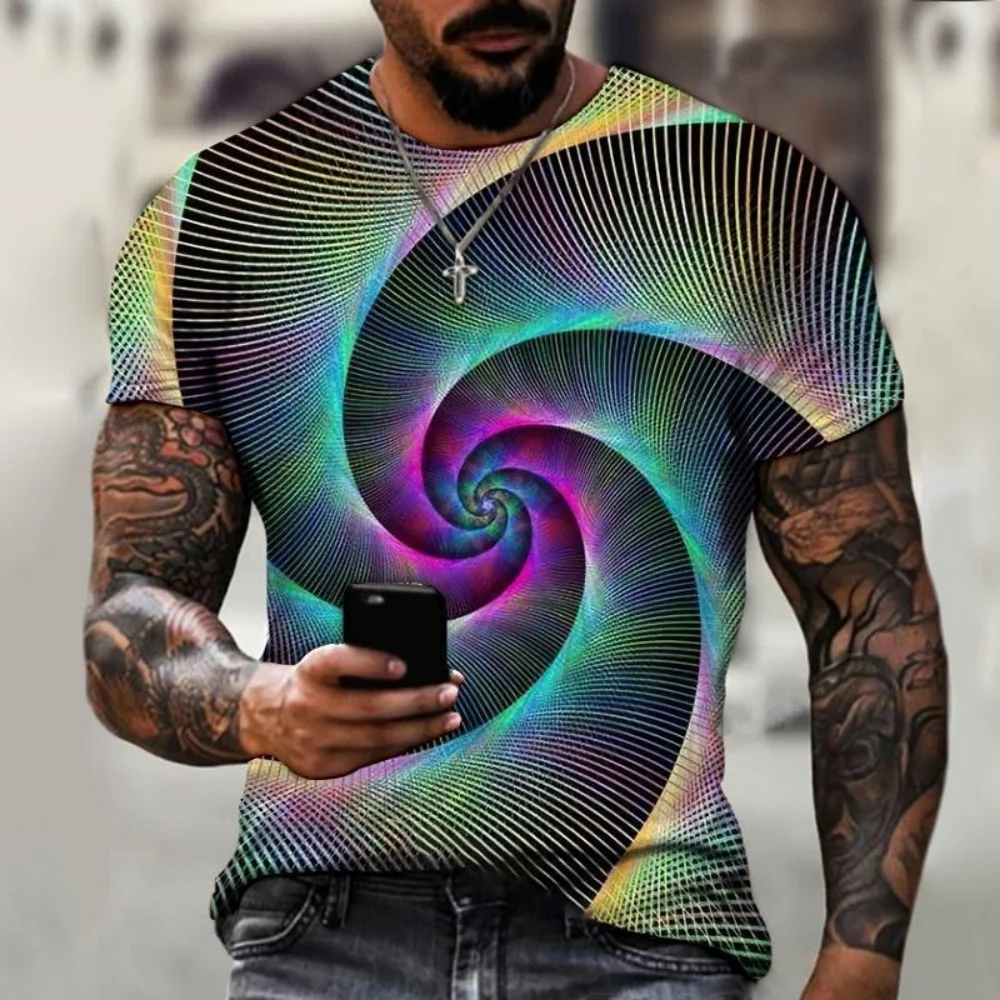 Camisetas unisex de verano de manga corta con estampado 3D de la marca de moda Harajuku, con tecnología de diseño de información digital vacía.