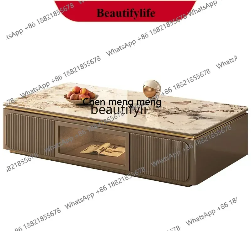 

X s8617 Light luxury rock slab coffee table suspended TV cabinet combination suspended floor cabinet hanging living room furnit