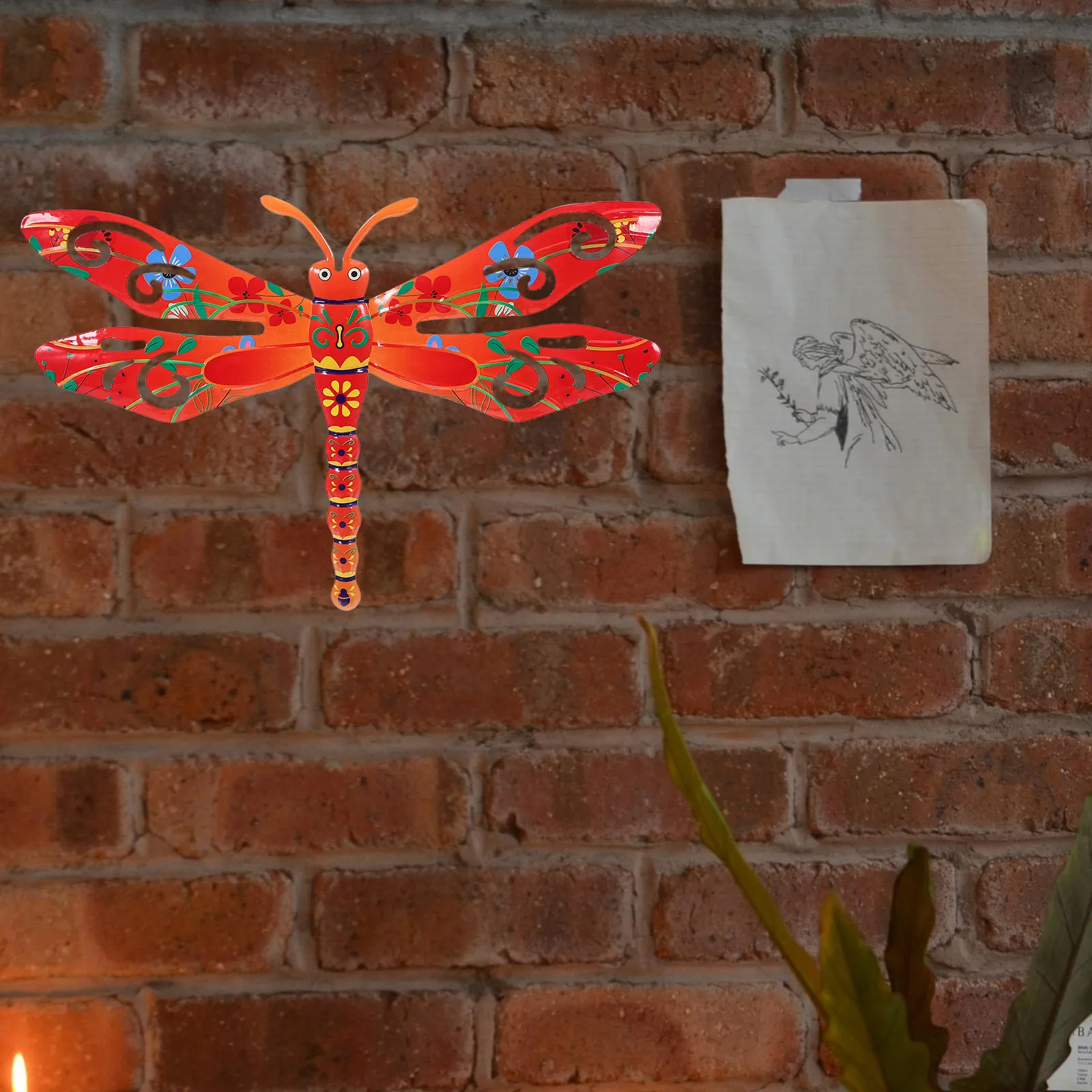 

Wall Decorations Dragonfly Outdoor Statue Sculpture Metal Iron Plaque Hanging 3d Scupture Bedroom Art