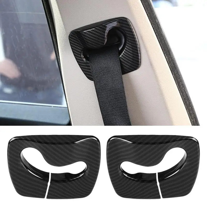 2pcs Carbon Fiber Style Car Interior Seat Safety Belt Cover Trim Decoration for BMW 5 series F10 2011-2016