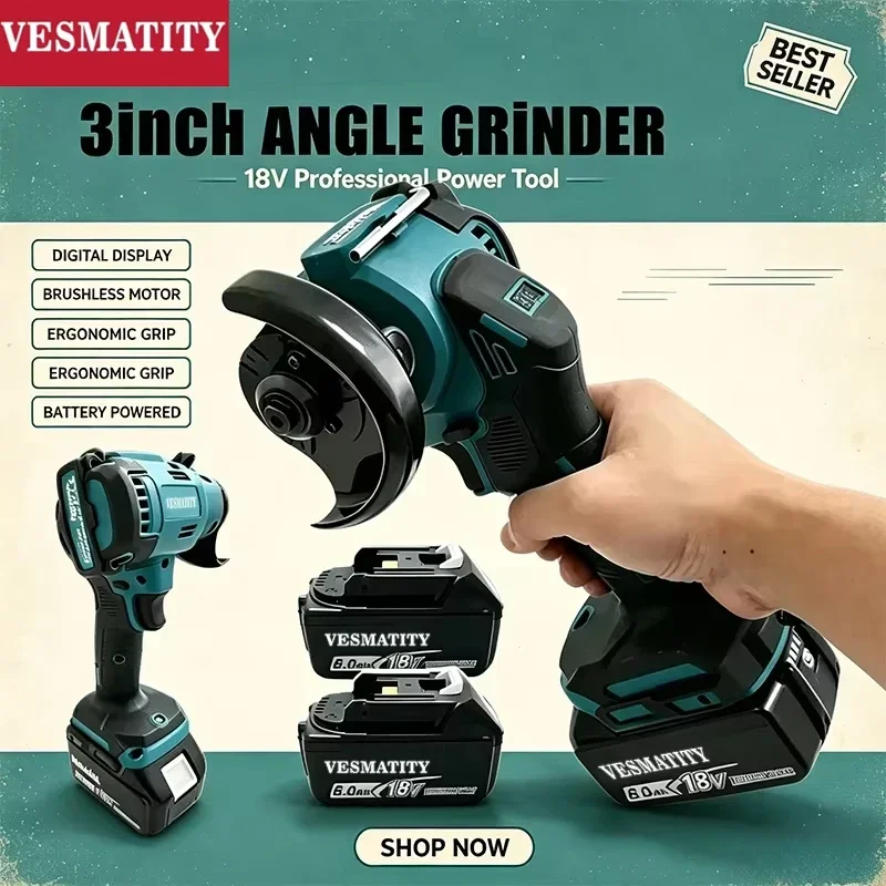 Digital Display Brushless Mini Angle Grinder Polishing Grinding Machine Cutting Power Tools For Makita 18V  20V Battery Pin
