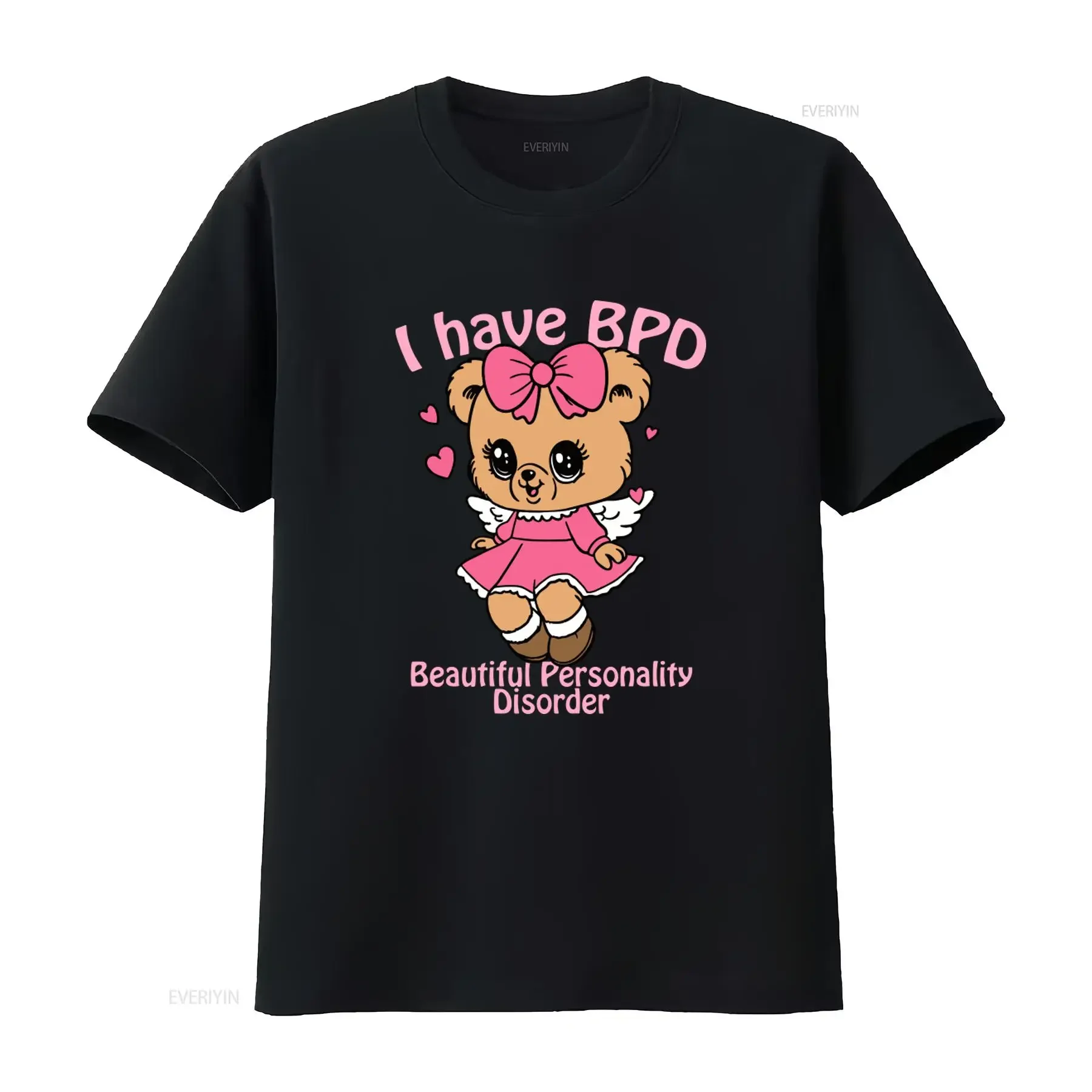 I Have BPD Beautiful Personality Disorder T Shirt with Angel Bear Design Available in Long or s vintage Washed Comfortable