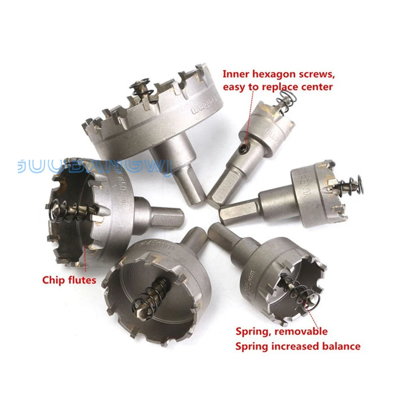 

Professional 6Pcs Hole Saw Kit 22-65mm TCT Carbide Cutter for Stainless Steel Metal Wood, Precision Cutting & Long Lifespan