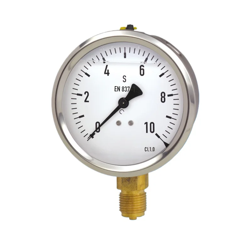 

Hydraulic pressure gauge EN837-1 filled with liquid shock-resistant axial diameter with edge 213.53.063