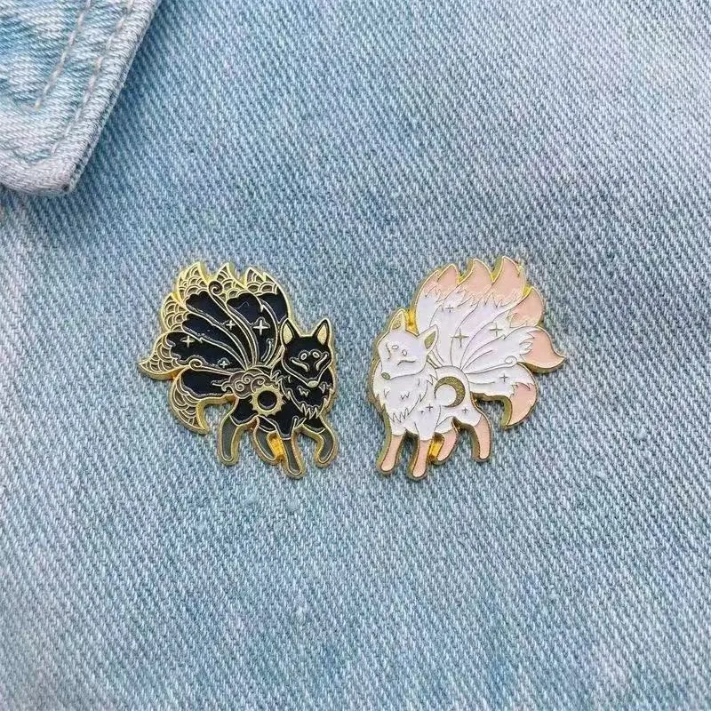

Nine-Tailed Fox Enamel Pin Kitsune Lapel Badge Mystical Anime Brooch Cute Animal Jewelry Gift For Backpack Jacket