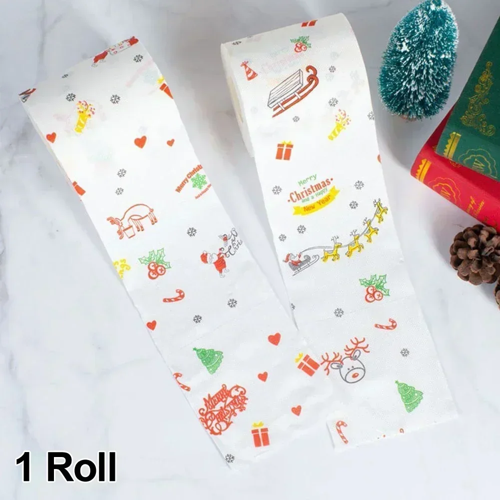 Christmas Pattern Series Roll Papers Prints Funny Toilets Papers Supplie Xmas Decor Toilets Papers Color Printing Roll Papers