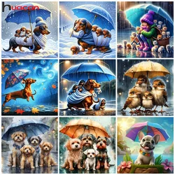 Huacan Diamond Painting Animal 5d Drill Mosaic Dachshund Full Diy Embroidery Umbrella Art Gift Set Home Decoration