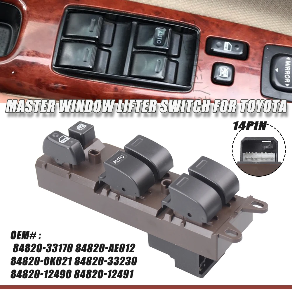 Novo botão interruptor de controle de elevador de janela elétrica lhd para toyota camry land cruiser vios sienna 84820-33170