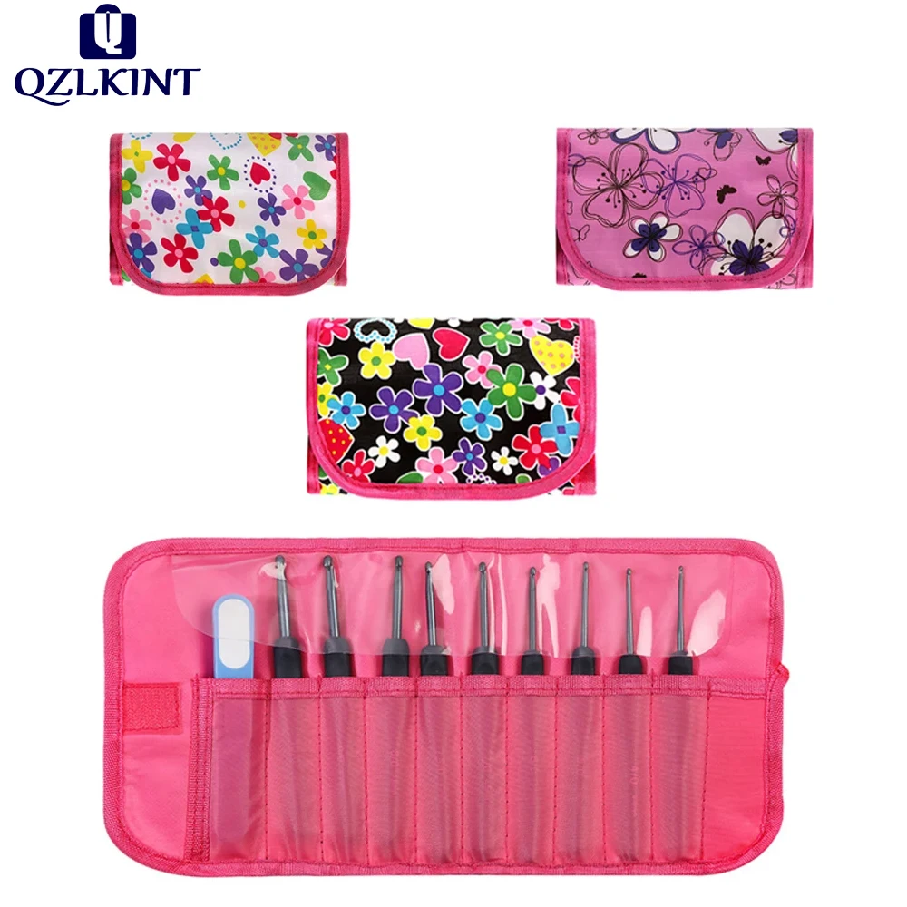 

1 piece of small flower Velcro crochet storage bag, a portable crochet storage pouch for outings