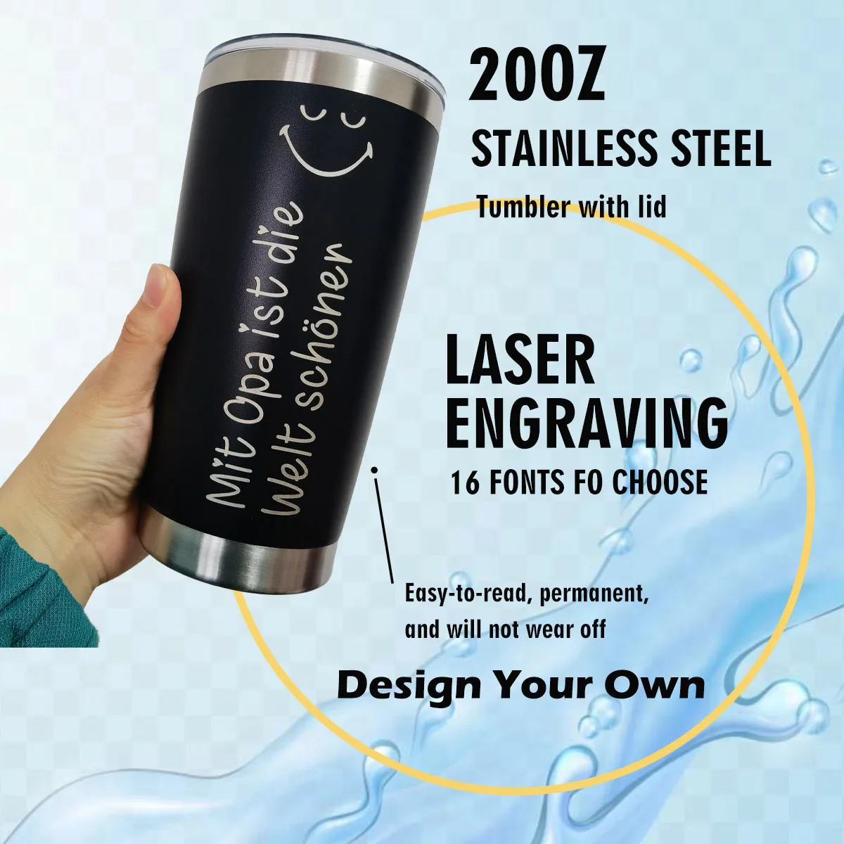 Personalisierte Geschenke für Opa, personalisierter 20oz Becher, Opa-Oma-Becher von Enkelin, Enkel, Geburtstagsgeschenk für Opa – Detail 3