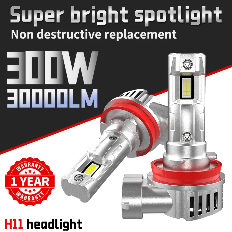 2PCS H11 Car LED Fog Light Bulb Auto Headlight 100W H8 H9 12V Car Bulbs Super Bright Turbo Lamp 22000LM Plug&Play