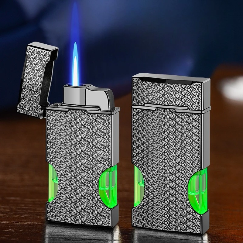 

New Visual Transparent Air Chamber Direct Inflation Lighter Windproof Men's Metal Cigarette Lighter Personalized Gift