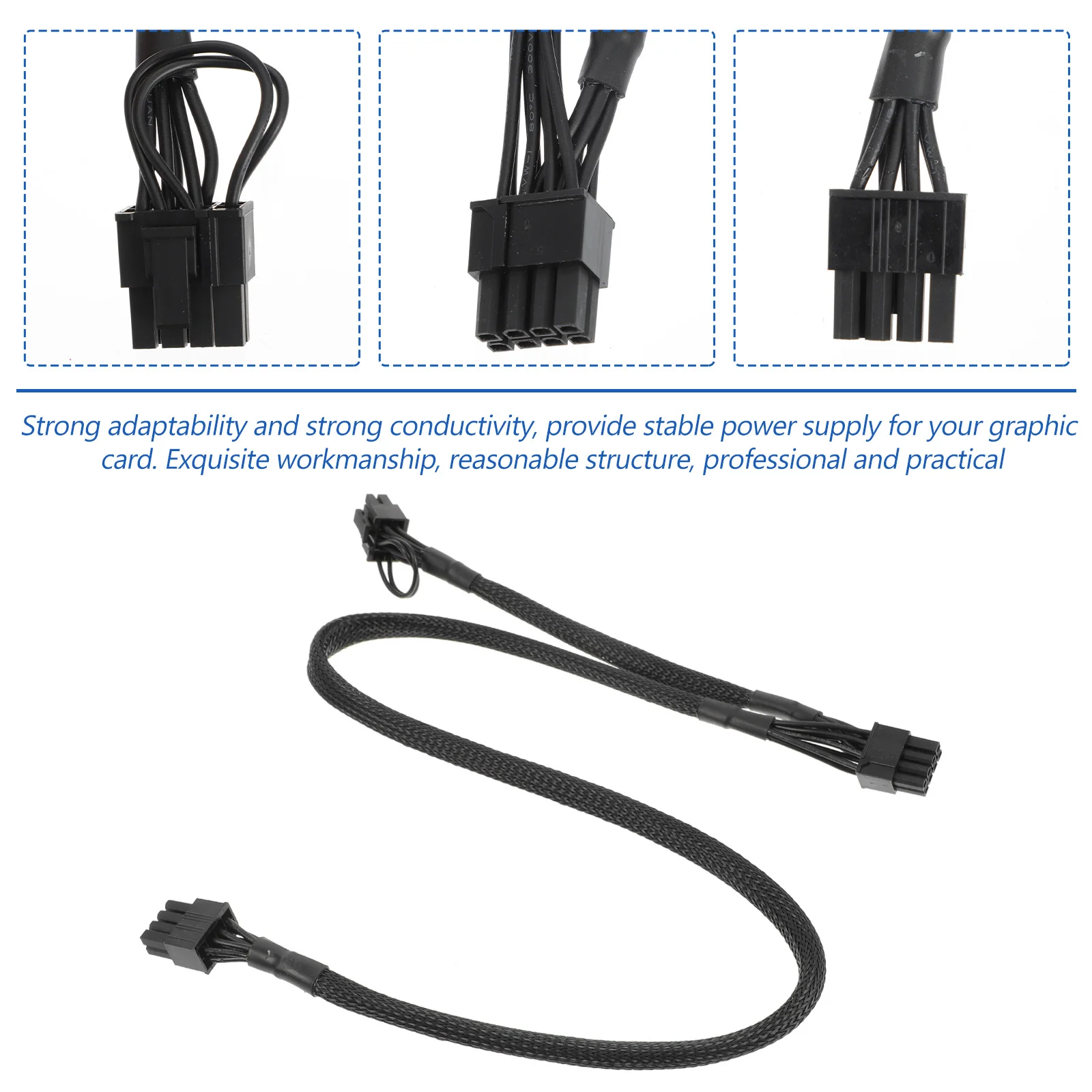 

Power Cable 8-Pin To Dual 6+2Pin For Graphics Cards Extension Adapter High Conductivity Stable Power Supply Computer Cable