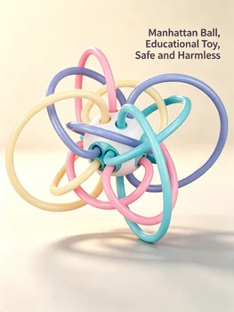 Baby Manhattan Grasping Ball - 3-in-1 Teether, Rattle, and Soft Rubber Grasping Toy for…