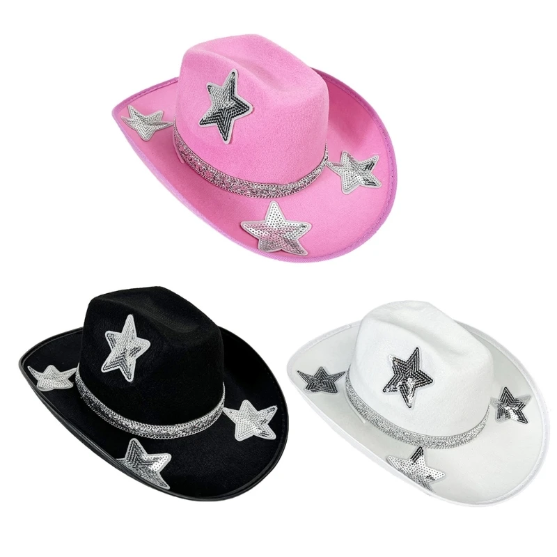 Shimmering Rhinestones Cowboy Hat Large Brims Cowgirl Hat Bachelorette Party Hat