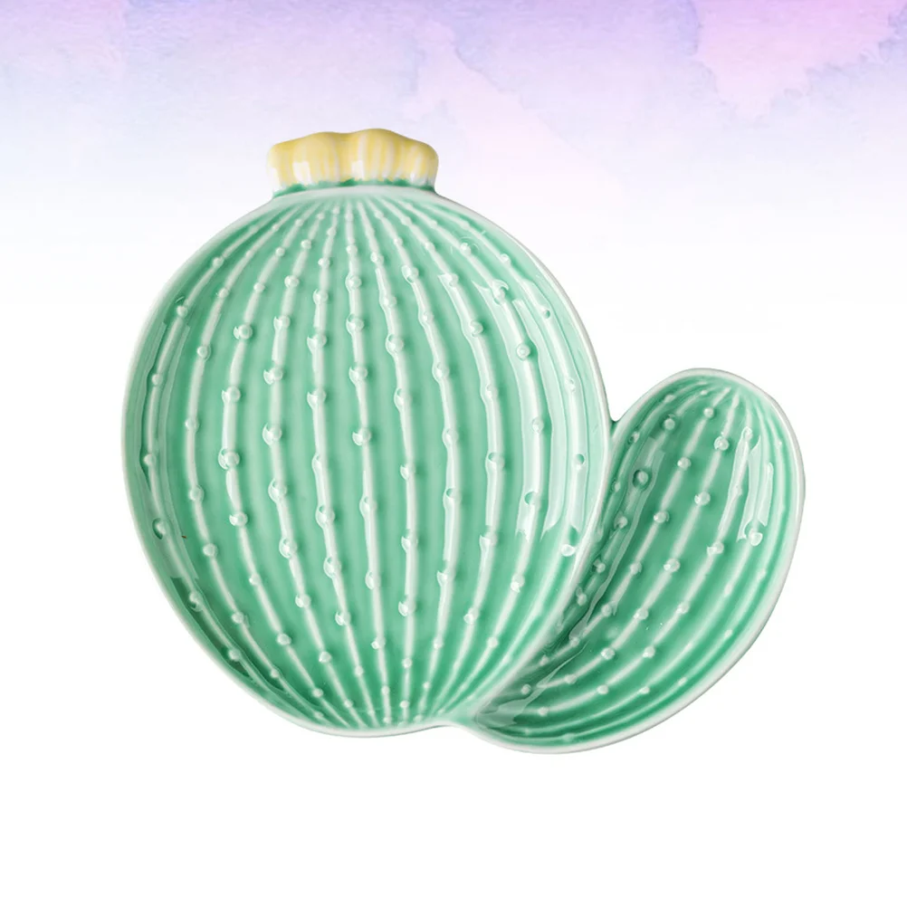 

1Pcs Cactus Shape Plate Ceramic Dessert Plate for Home Restaurant Hotel Use Creative Green Household Ceramic Serving Dish