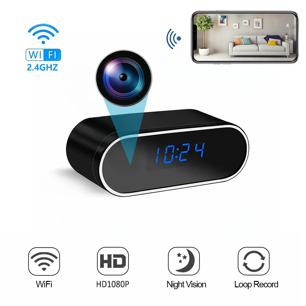 mini relogio camera full hd 1080p controle sem fio wifi visao noturna dvr camera de protecao seguranca monitoramento em casa baba video cam 01