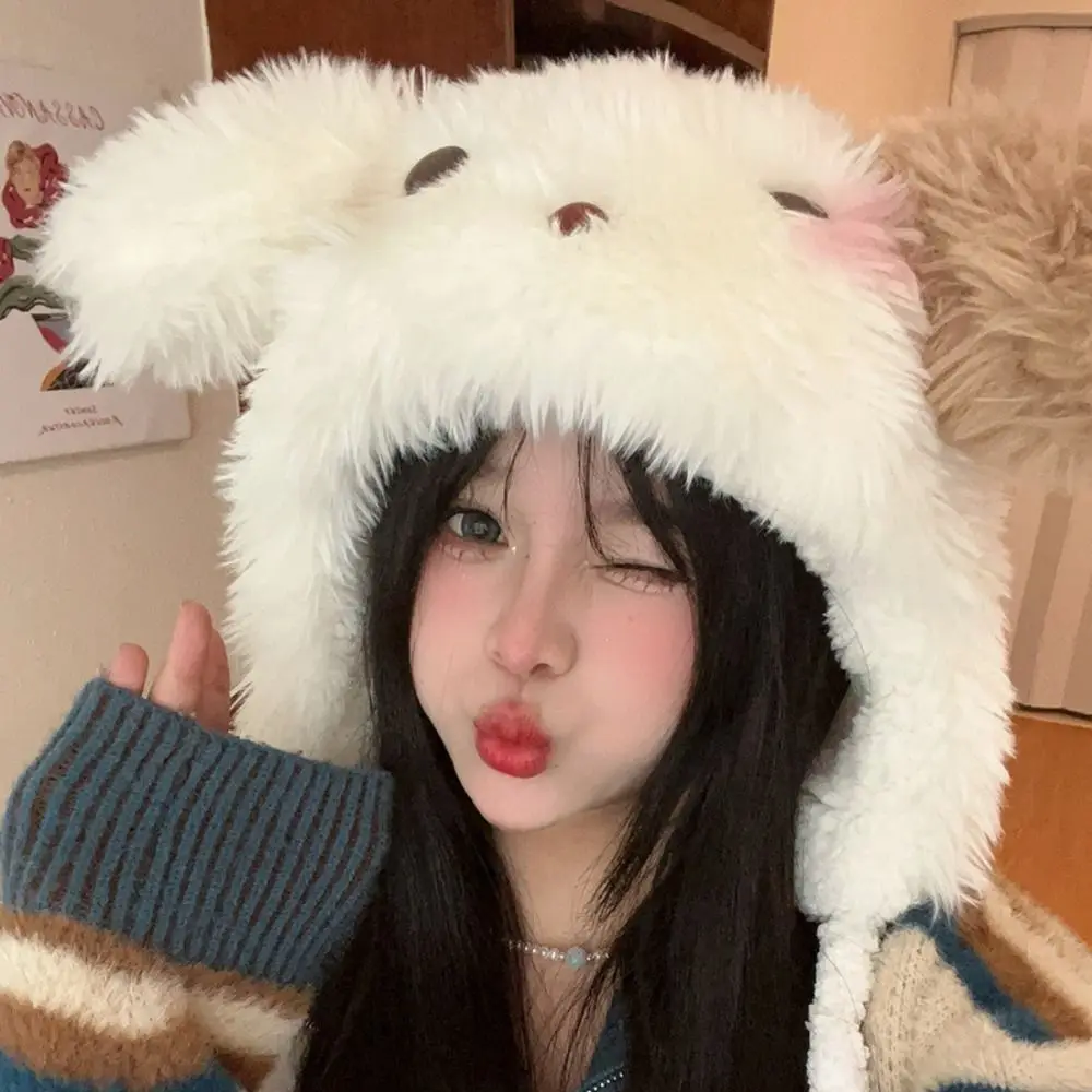 Animal Plush Puppy Hat Korean Style Fashion Design Cartoon Fleece Hat Cloth Accessories Muffler Ear Protection Hat