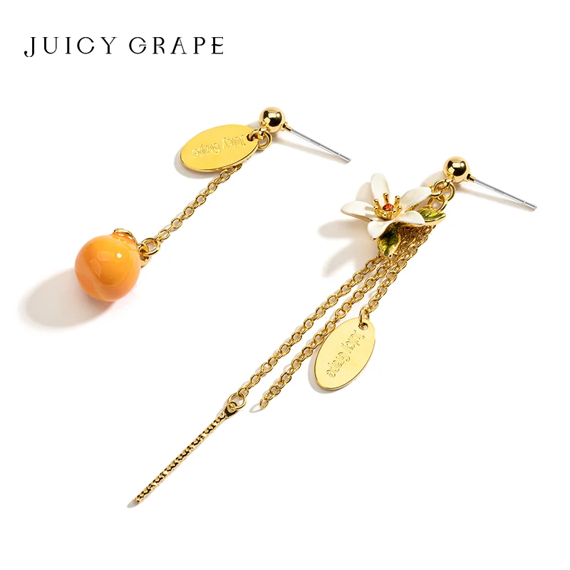 Juicy Grape Orange Drop Earrings Necklace Bracelet Fruit Dangle Earrings Handmade Enamel Jewelry Women's Versatile Bohemian Gift - view 5