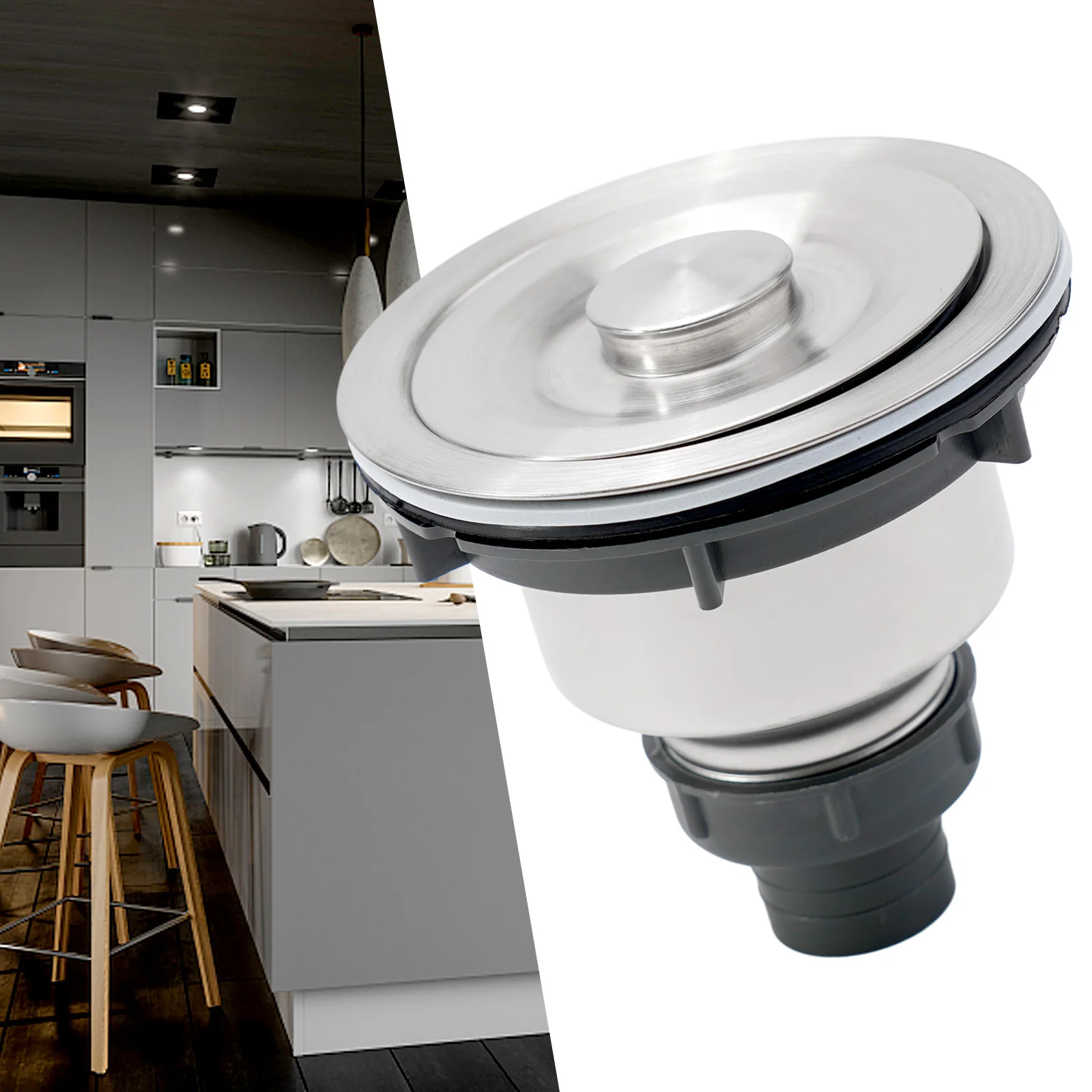 Colador de drenaje de acero inoxidable para fregadero de cocina, colador de residuos, tapón de filtro de drenaje, Kit de escurridor de cesta,
