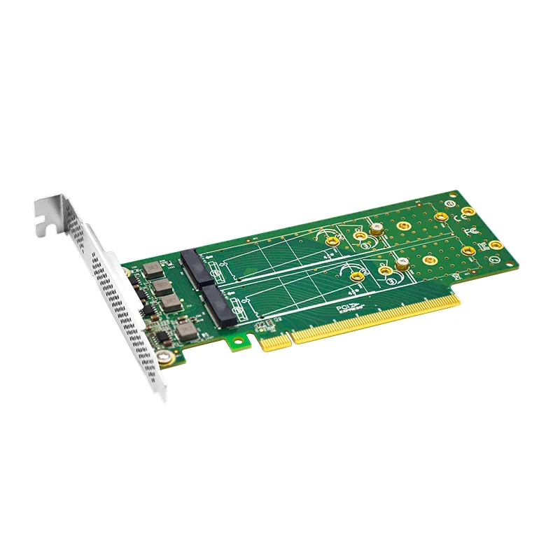 Adaptateur SSD PCIe x16 vers 4 ports M.2 NVMe, profil bas